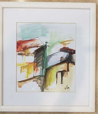 ציור בתרומה, בלה רוזנבאום, 30 על 23 ס"מ חתום וממוסגר, כולל מסגרת: 45 על 39 ס"מ. תרומה עבור בית 