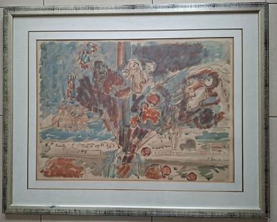 יוסף זריצקי, ליטוגרפיה, 51 על 71 ס"מ, 154/180, חתום וממוסגר, מידות כולל מסגרת: 75 על 95 ס"מ