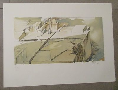 Shmuel Beck, lithograph, 33 by 53 cm. Signed numbered, unframed