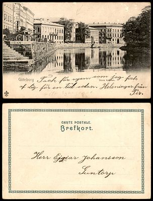 גלויה ישנה נושאת איור בית הכנסת בגטבורג, שוודיה