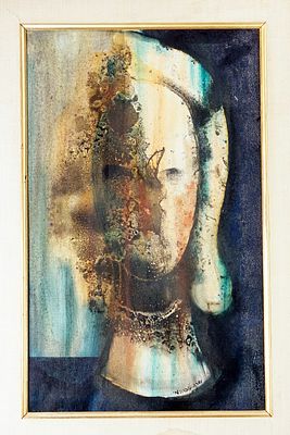 אורה אברהמי (1935-2014) אשה, שמן על בד,