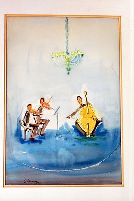 יוסף קוסונוגי 1981 - 1908. כליזמרים בצפת אקוורל על נייר, 50/30
