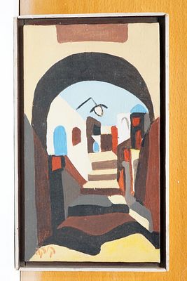 קוקה לפידות (1932-1985) בסמטה בצפת, גואש על נייר