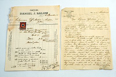 שני מכתבים של בית העסק היהודי דניאל ג' שלום מווינה 1906-1911.