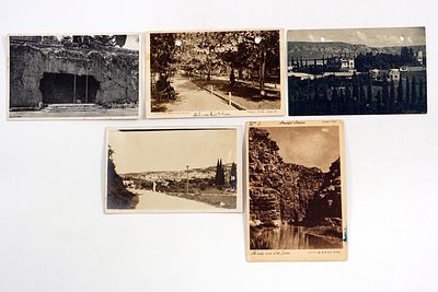 חמש גלויות פלסטינה, חלקן עברו דואר.