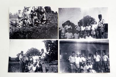 4 צילומי רפרודוקציה מפילם מקורי של נוטרים בארץ ישראל, שנות 30–40.