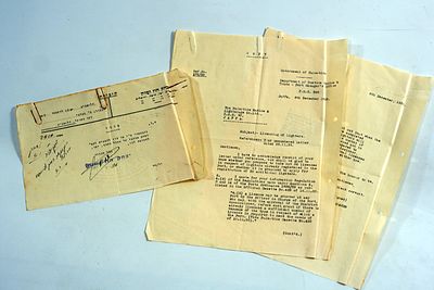 מסמך רשמי של ממשלת המנדט הבריטי מנמל יפו, דצמבר 1935, בנושא אישור רישוי סחורה.