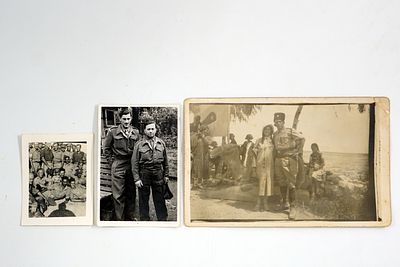 צילום של גפיר ושני צילומים מתקופת השירות בצבא הבריטי.