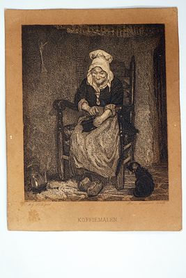 תחריט 'אישה תחתית קפה' משנת 1895 מאת האמן אברהם ג'ורג'.