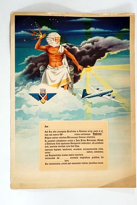 כרזה פרסום חצית קו המשווה של חברת התעופה sabena. סבנה