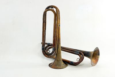 זוג חצוצרות נחושת /פליז. 35סמ וינטז