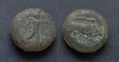 Лукания, Посейдония, 350-290 годы до Р.Х., АЕ15. AЕ, вес 3.74 гр., диаметр 15 мм.Место чеканки: 