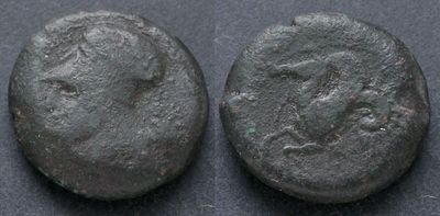 Сицилия, Сиракузы, 375-344 годы до Р.Х., АЕ20. AЕ, вес 8.46 гр., диаметр 20 мм.Место чеканки: 