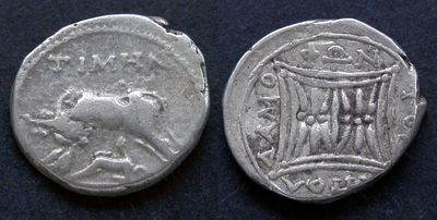 Иллирия, Аполлония, 250/167-48 годы до Р.Х., драхма. AR драхма, вес 3.18 гр., диаметр 16 мм. 