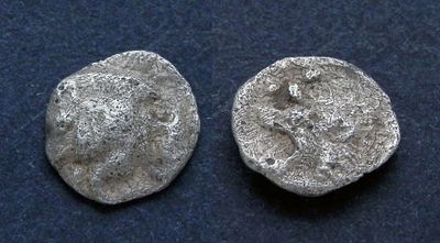 Мизия, Кизик, 525-475 годы до Р.Х., гемиобол. AR гемиобол, вес 0.34 гр., диаметр 8 мм. Место 
