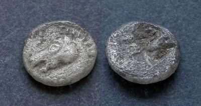 Эолида, Кимы, 500-475 годы до Р.Х., гемиобол. AR гемиобол, вес 0.46 гр., диаметр 7 мм.Место 