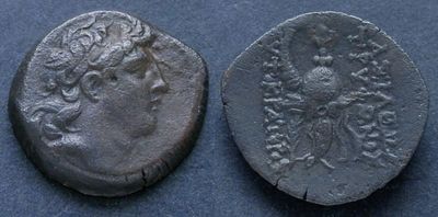 Государство Селевкидов, Трифон, 142-138 годы до Р.Х., АЕ18. AЕ, вес 5.39 гр., диаметр 19 