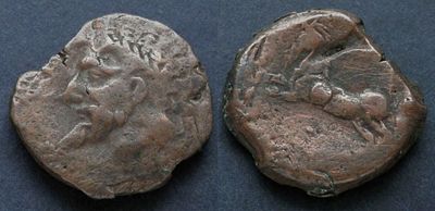 Нумидийское царство, Массинисса, 241-148 годы до Р.Х., АЕ27. АЕ, вес 14.96 гр., диаметр 27 