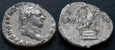 Римская империя, Тит, 79-81 годы, денарий. AR денарий, вес 3.43 гр., диаметр 18 мм. Место 