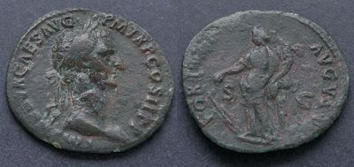 Римская империя, Нерва, 96-98 годы, асс. АЕ асс, вес 6.41 гр., диаметр 27 мм. Место чеканки: 