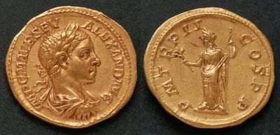 Римская империя, Александр Север, 222-235 годы, аурей. AV аурей, вес 6.22 гр., диаметр 21 