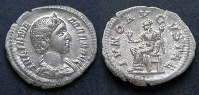 Римская империя, Юлия Мамея, мать Александра Севера, денарий. AR денарий, вес 2.81 гр., диаметр 