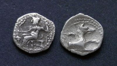 Ликаония, Ларанда, 324-323 годы до Р.Х., обол. AR обол, вес 0.65 гр., диаметр 10 мм.Место 