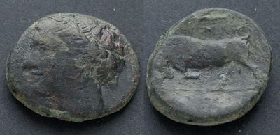 Тираны Сиракуз, Гиерон II, 275-215 годы до Р.Х., АЕ20. AЕ, вес 5.54 гр., диаметр 20 мм.Место 