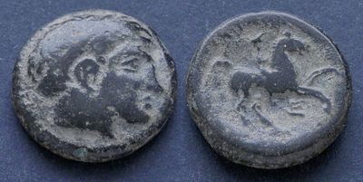 Македонское царство, Филипп II, 359-336 годы до Р.Х., АЕ17. АЕ, вес 5.03 гр., диаметр 17 мм. 