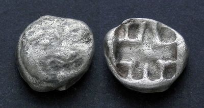 Мизия, Парий, после 480 года до Р.Х., драхма. AR драхма, вес 2.61 гр., диаметр 13 мм.Место 