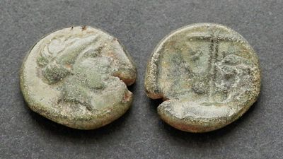 Фракия, Аполлония Понтийская, 410/404-341/323 годы до Р.Х., АЕ13. АЕ, вес 1.53 гр., диаметр 13 