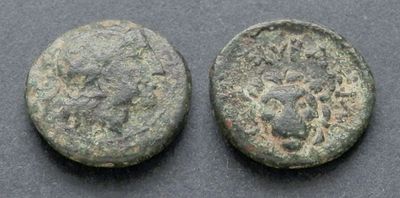 Фракийское царство, Лисимах, 305-281 годы до Р.Х., АЕ13. АЕ, вес 2.16 гр., диаметр 13 мм. Место 