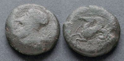 Сицилия, Сиракузы, 375-344 годы до Р.Х., АЕ20. AЕ, вес 8.46 гр., диаметр 20 мм.Место чеканки: 
