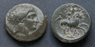 Македонское царство, Филипп II, 359-336 годы до Р.Х., АЕ19. АЕ, вес 5.57 гр., диаметр 18 мм. 