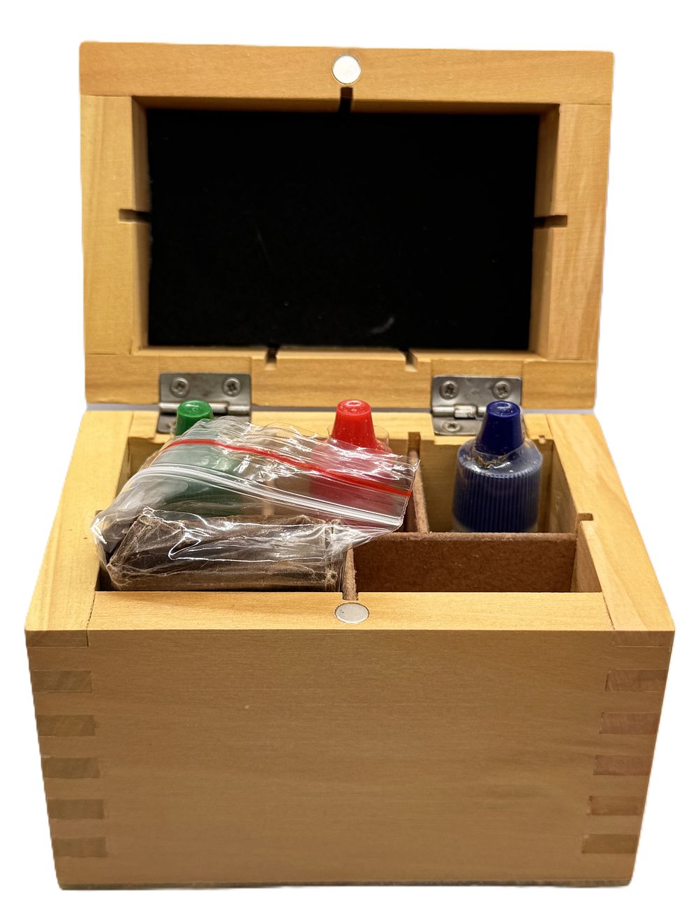 New gold testing acid set in packaging.... *Gold testing set includes a wooden box for the 