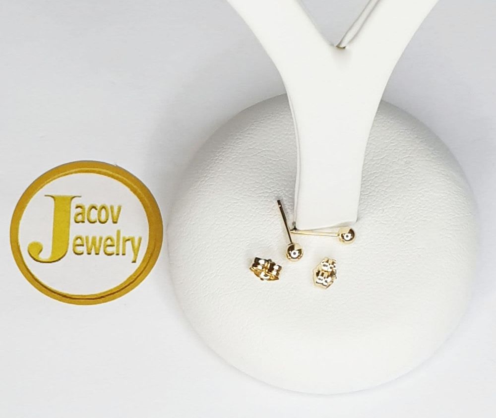 זוג עגילים דגם כדור בזהב צהוב 14K חדשים.... *זוג עגילי כדור מיוחדים סוגר פרפר 
מתכת זהב 