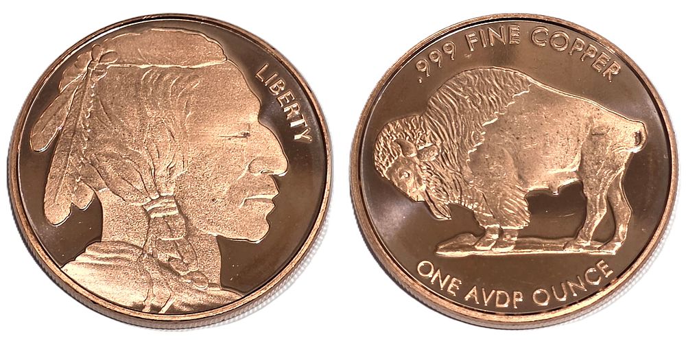 מדליה נחושת טהורה 999 באפלו אונקיה.... מדינה: 
ארה"ב 
מתכת: 
נחושת 
טוהר: 
999 