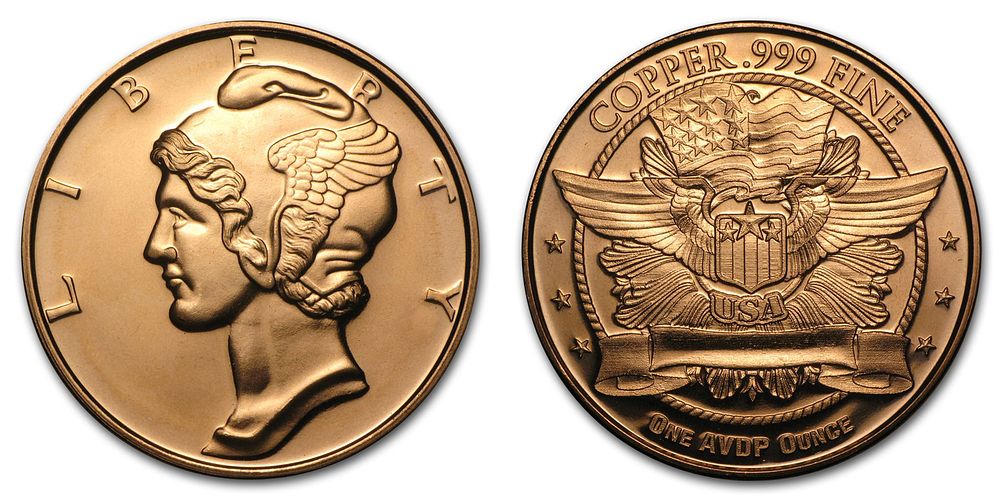 מדליה נחושת טהורה 999 מרקורי דיים אונקיה.... מדינה: 
ארה"ב 
מתכת: 
נחושת 
טוהר: 
999 