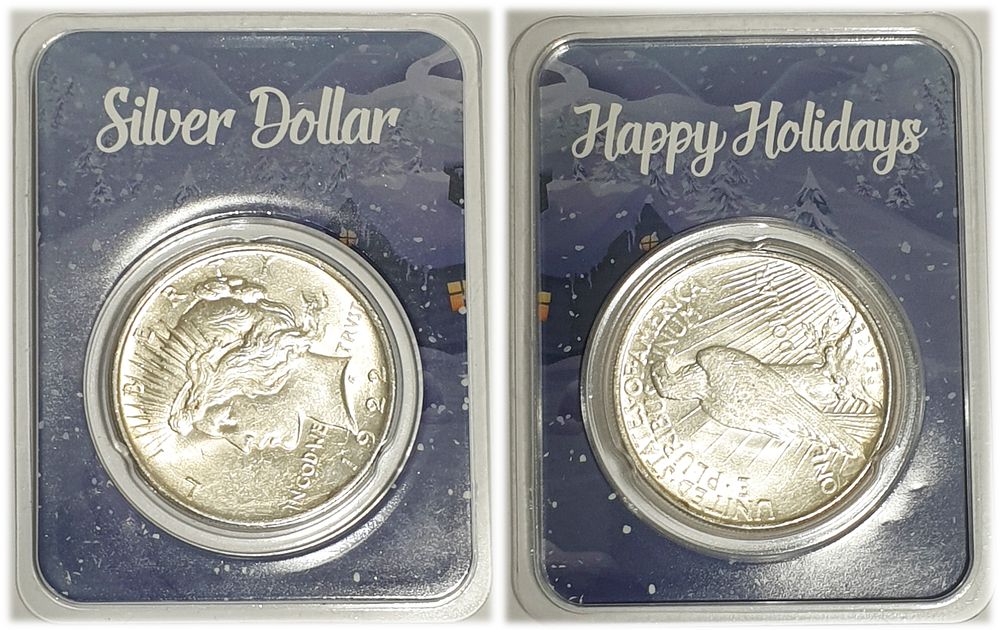 מטבע כסף בטוהר 900 ליברטי PEACE שנת 1922 במצב BU המטבע בכרטיס אטום לשמירה מיוחדת. ארץ: 
ארה"ב 