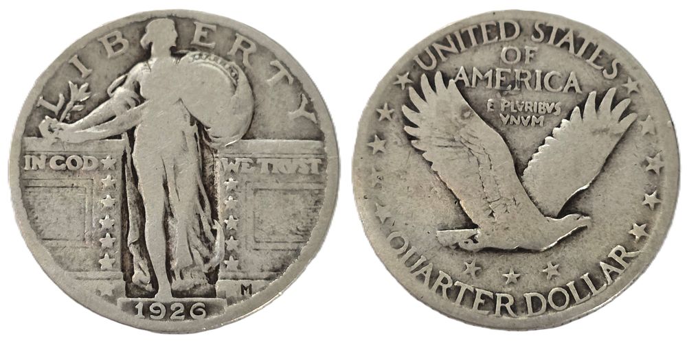 1926 Standing Liberty Quarter 900 Fine Silver Coin
(Collectible Coin). Year of Issue: 1926 