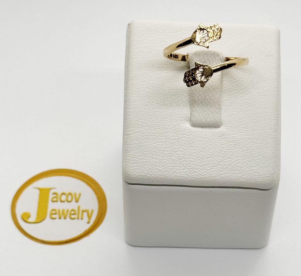 A flexible open ring Hamsa Pellegrin model with a special design New 14K yellow gold.... Gold 