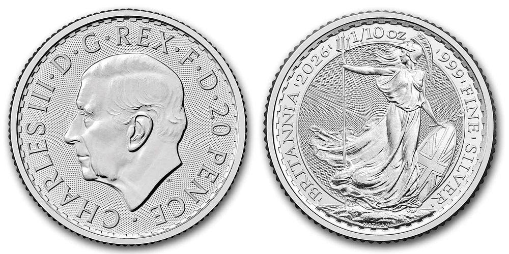 מטבע כסף טהור 999 בריטניה הגדולה 1/10 אונקיה 2026 חדש.... מדינה: 
בריטניה 
שנת הנפקה: 
