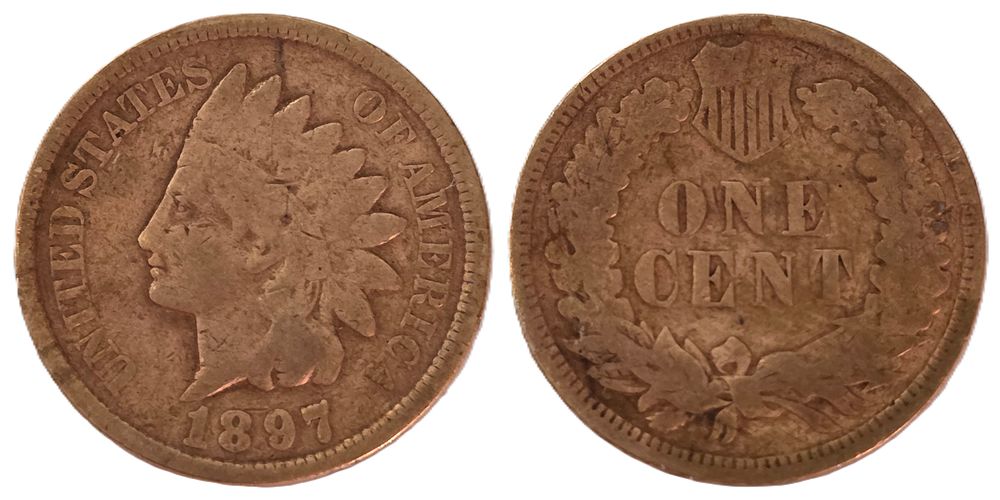 מטבע סנט ראש אינדיאני חום (אספנות מטבע מעל 128 שנה). מדינה: 
ארה"ב 
שנה: 
1897 
מתכת: 
