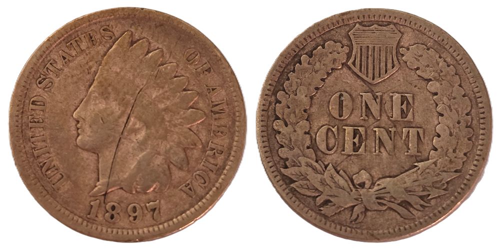 מטבע סנט ראש אינדיאני חום (אספנות מטבע מעל 128 שנה). מדינה: 
ארה"ב 
שנה: 
1897 
מתכת: 
