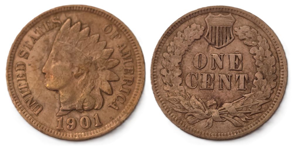 מטבע סנט ראש אינדיאני חום (אספנות מטבע מעל 124 שנה). מדינה: 
ארה"ב 
שנה: 
1901 
מתכת: 
