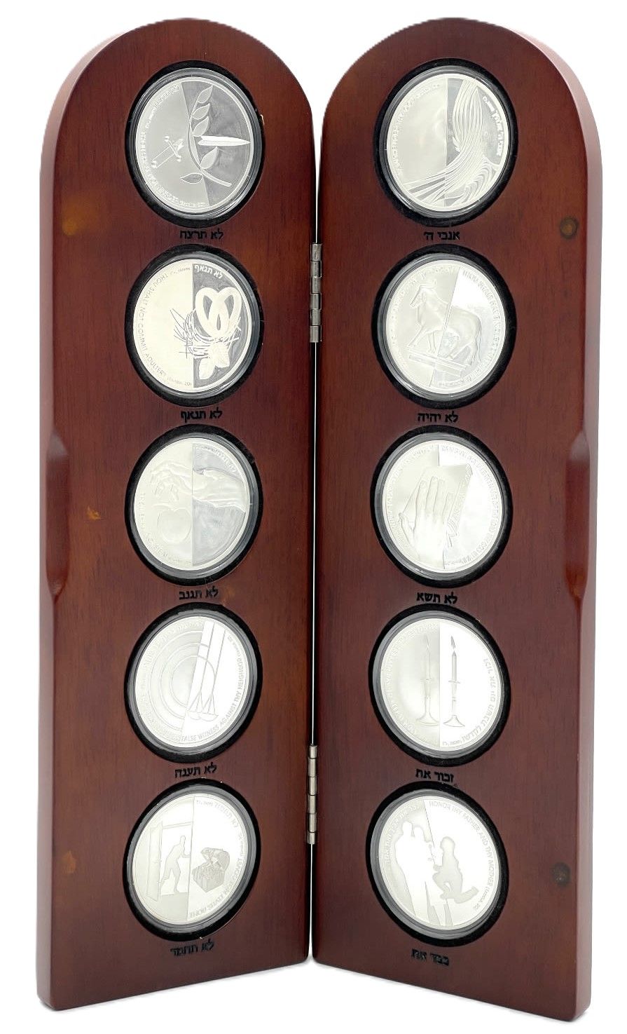 מדליות כסף טהור 999 עשרת הדברות במארז עץ חדש חדש! (LIMITED EDITION) 0548 מתוך 1,000 יחידות בלבד. 