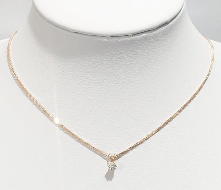 שרשרת ותליון 6 שיניים זהב אדום(רוז גולד) 14K 
עם יהלום טבעי 0.15ct חדשים. שרשרת ותליון זהב 