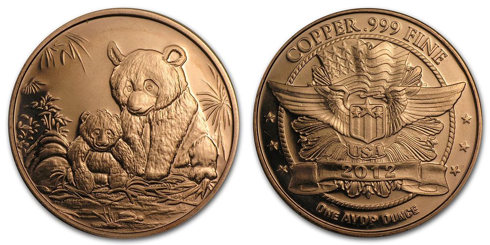 מדליה נחושת טהורה 999 דוב פנדה אונקיה.... מדינה: 
ארה"ב 
מתכת: 
נחושת 
טוהר: 
999 