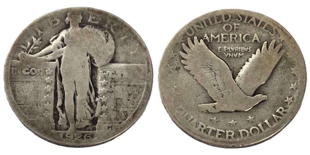 מטבע כסף בטוהר 900 Standing Liberty Quarter שנת 1926 (מטבע אספנות). שנת הנפקה: 
1926 
מדינה: 