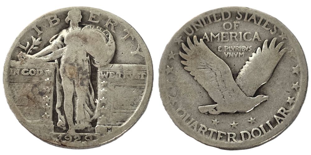 מטבע כסף בטוהר 900 Standing Liberty Quarter שנת 1929 (מטבע אספנות). שנת הנפקה: 
1929 
מדינה: 